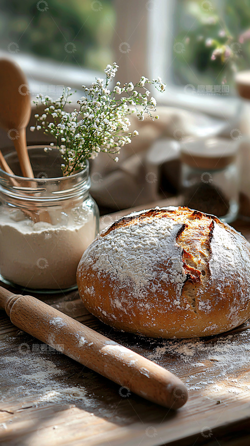 高清大图下载【趣麦麦图】面包与乡村风的厨房静物
