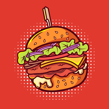 潮流汉堡美食插画