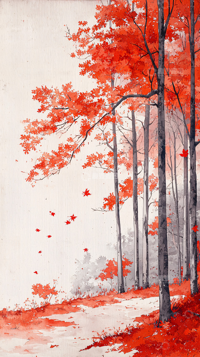 高清大图下载【趣麦麦图】红叶森林小路