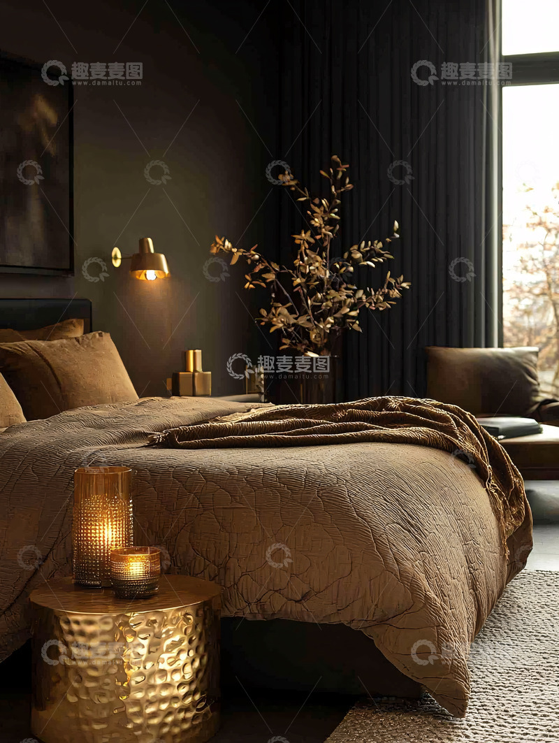 高清大图下载【趣麦麦图】暗黑系高级卧室