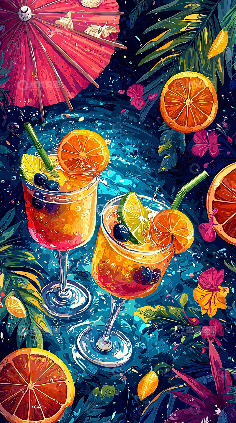 高清大图下载【趣麦麦图】热带水果鸡尾酒