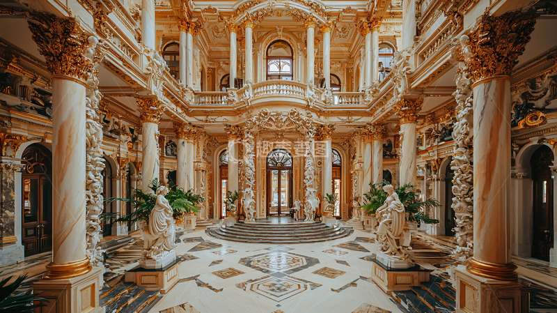 高清大图下载【趣麦麦图】奢华金色宫殿内部