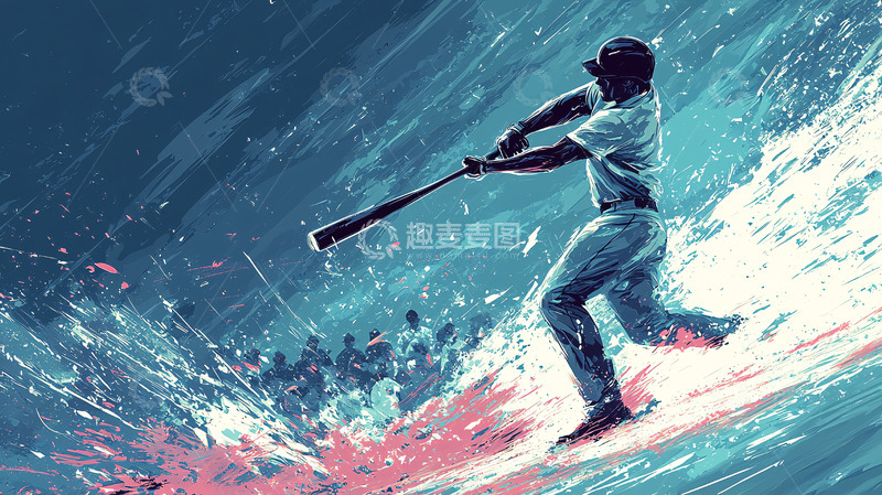 高清大图下载【趣麦麦图】雨中棒球猛击