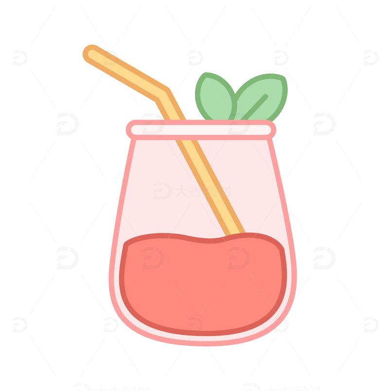 源文件下载【趣麦麦图】卡通简约果汁饮料插画