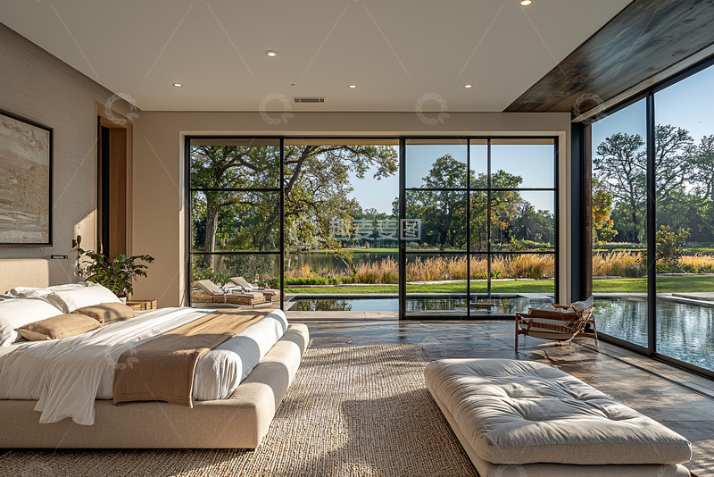 高清大图下载【趣麦麦图】现代极简卧室景观窗