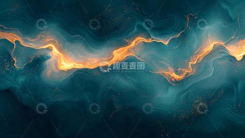 高清大图下载【趣麦麦图】深蓝金黄流体纹理