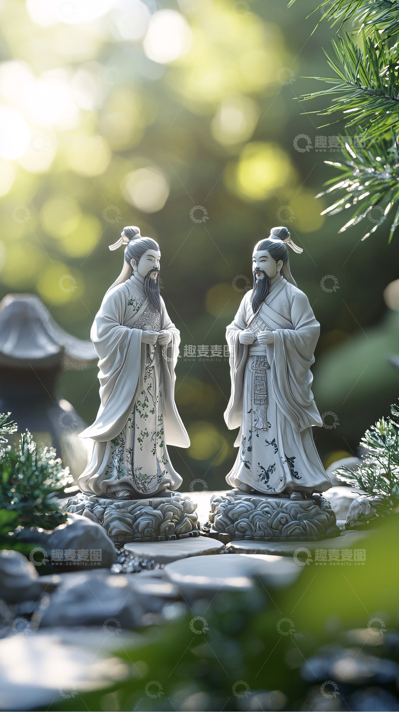 高清大图下载【趣麦麦图】-古风人物雕塑