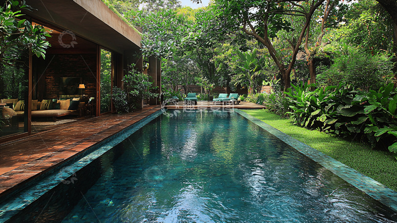 高清大图下载【趣麦麦图】别墅泳池花园