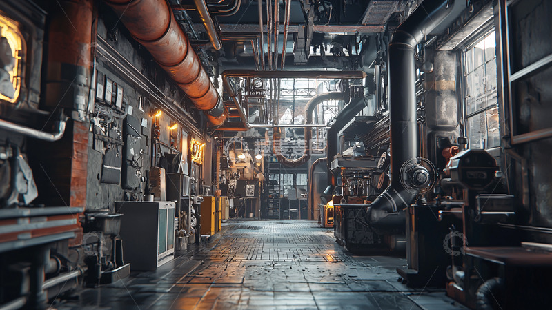 高清大图下载【趣麦麦图】工业厂房内部走廊