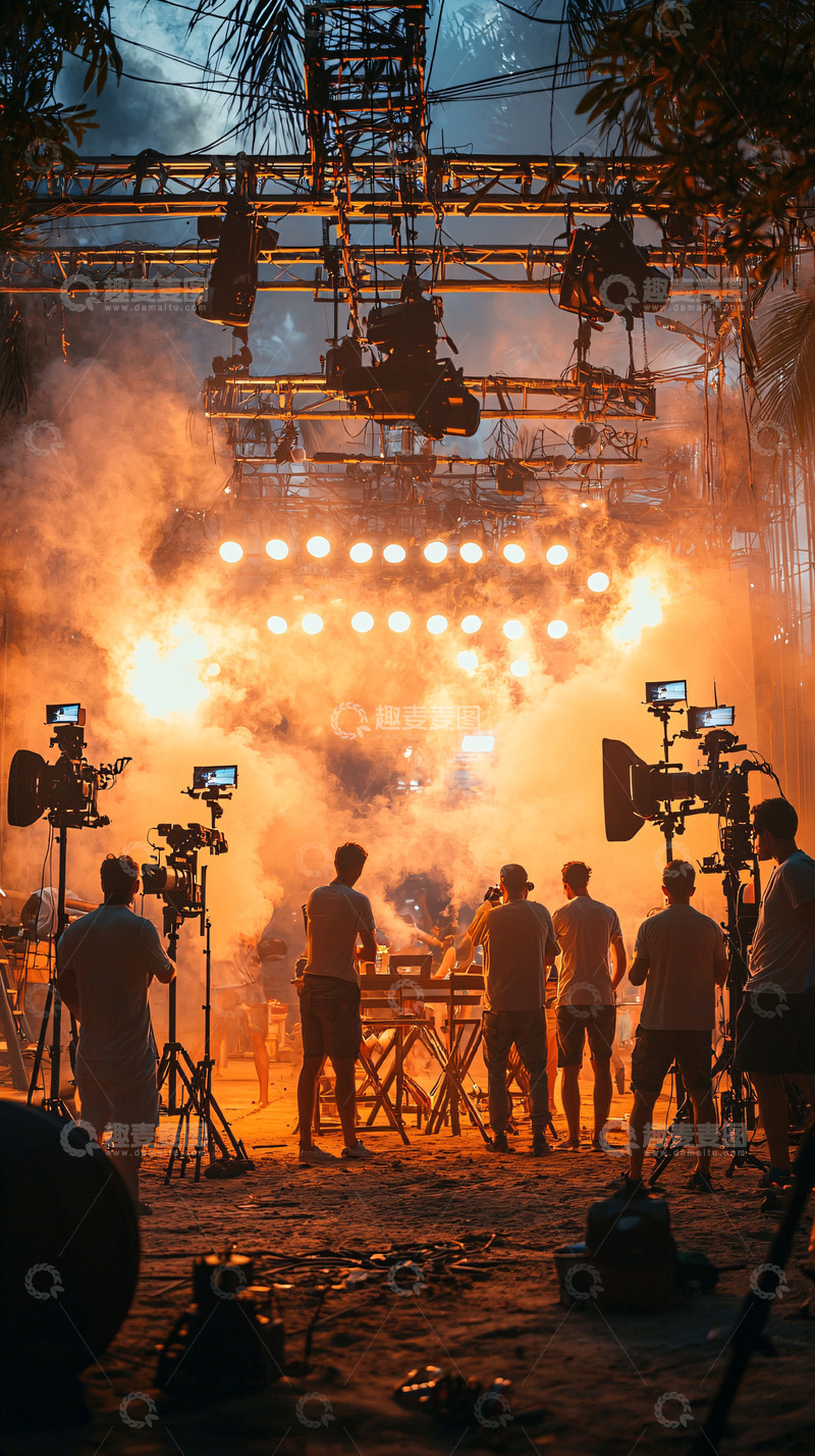 高清大图下载【趣麦麦图】舞台灯光下的音乐节人群