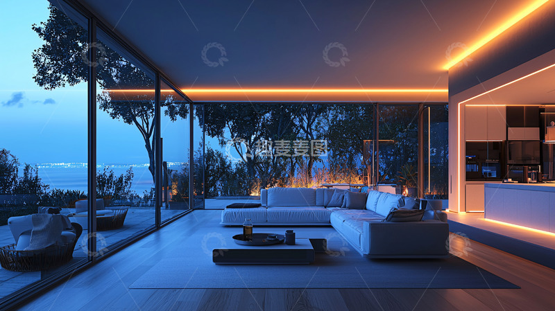 高清大图下载【趣麦麦图】现代极简风格别墅客厅