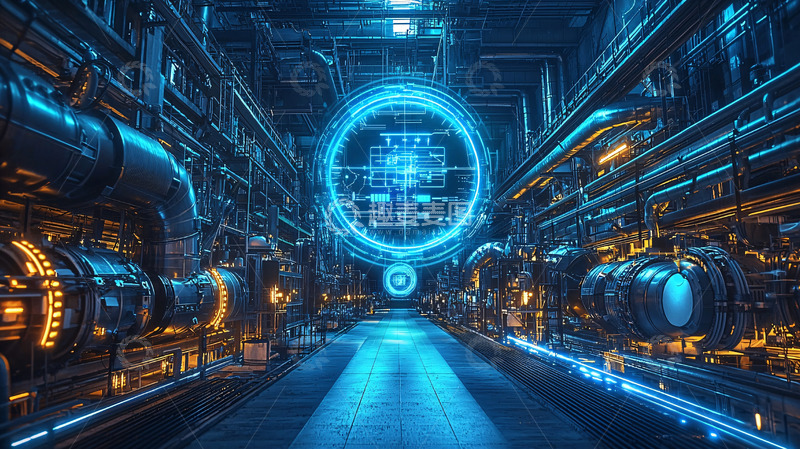 高清大图下载【趣麦麦图】未来感管道系统与蓝色光环