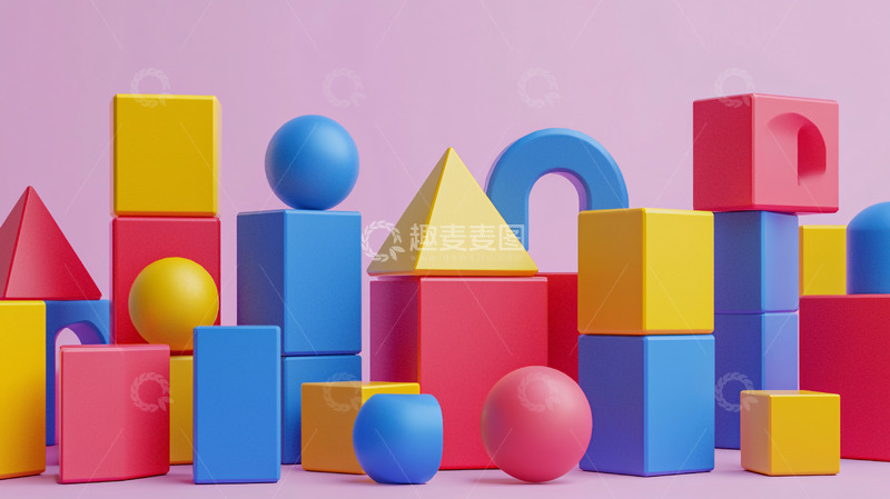 高清大图下载【趣麦麦图】彩色积木堆叠