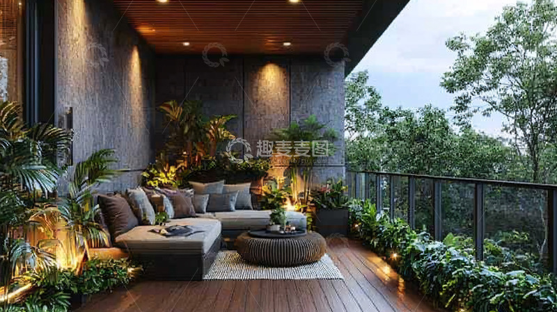 高清大图下载【趣麦麦图】现代风格阳台花园设计