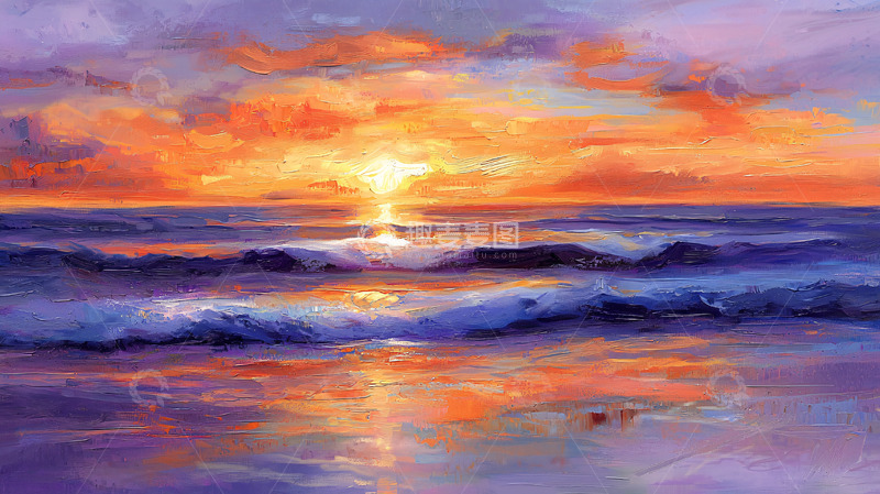 高清大图下载【趣麦麦图】大海日落