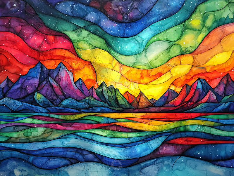 高清大图下载【趣麦麦图】彩虹山脉