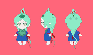 矢量分层人物角色三视图