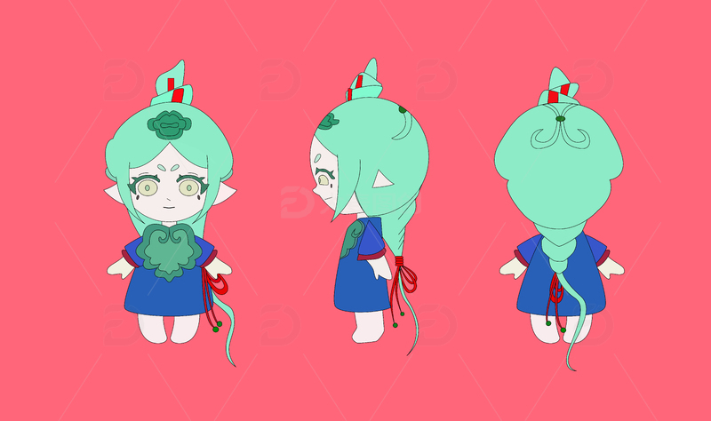 矢量分层人物角色三视图