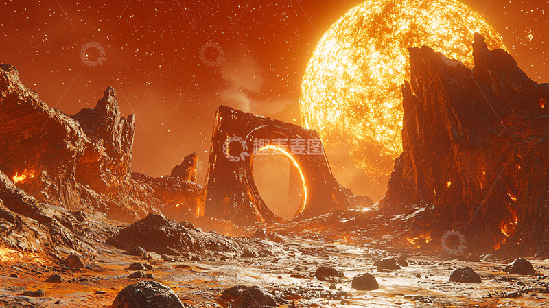 高清大图下载【趣麦麦图】炙热星球废墟景象
