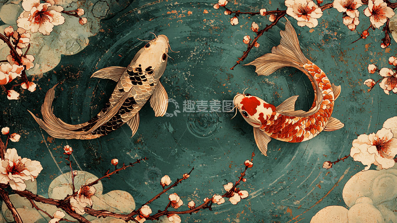 高清大图下载【趣麦麦图】水墨画鲤鱼