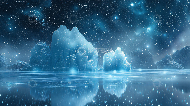 高清大图下载【趣麦麦图】冰山星空夜景