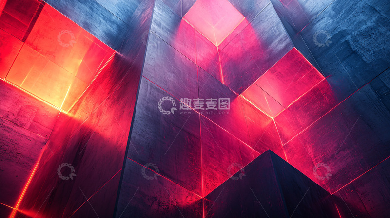 高清大图下载【趣麦麦图】未来感几何结构红色光