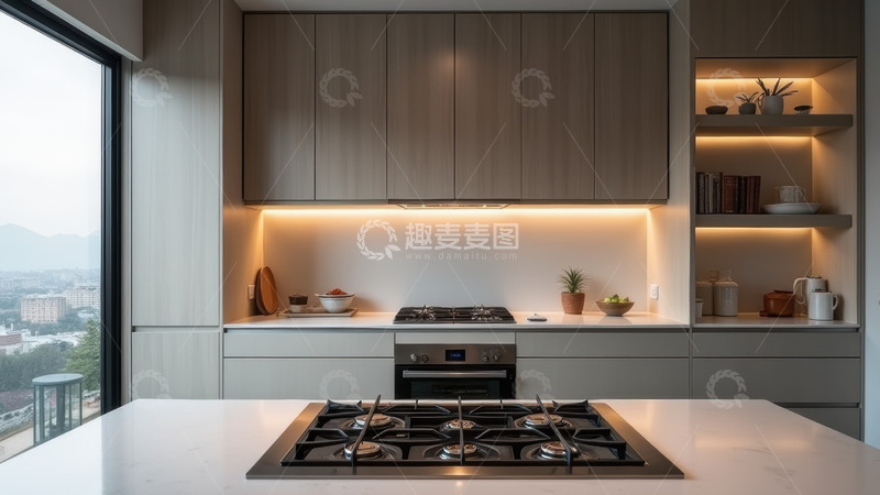 高清大图下载【趣麦麦图】现代风格厨房烹饪区