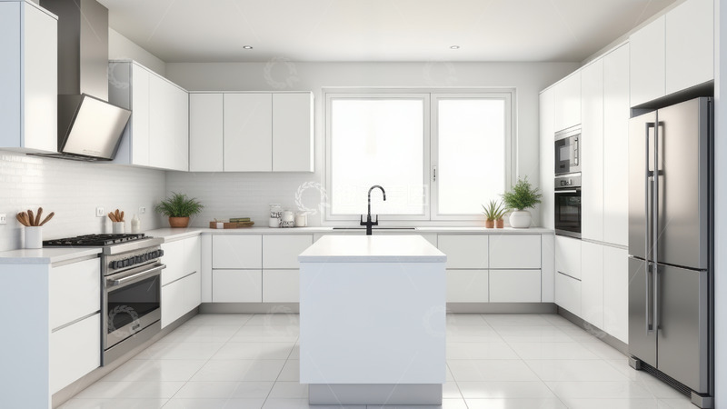 高清大图下载【趣麦麦图】宽敞明亮的现代厨房