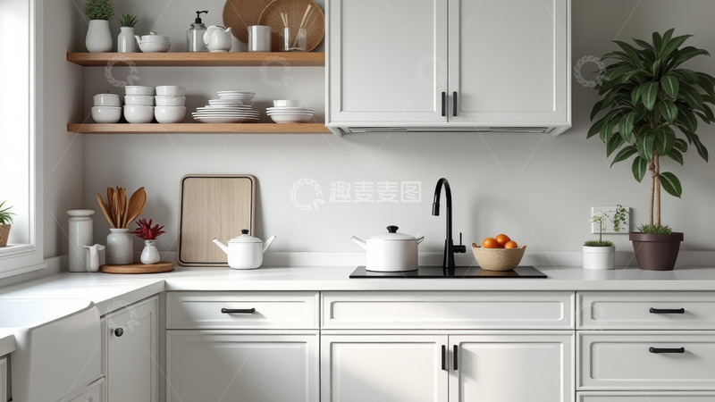 高清大图下载【趣麦麦图】白色清新风厨房一角