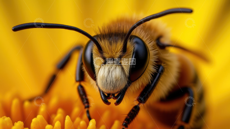高清大图下载【趣麦麦图】蜜蜂头部特写