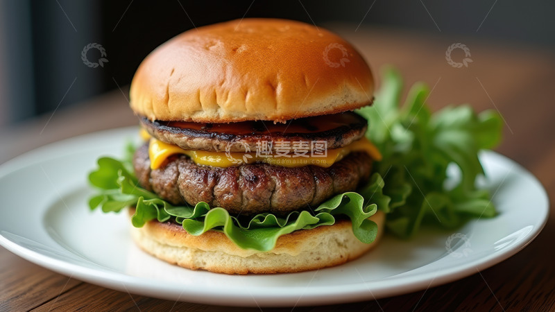 高清大图下载【趣麦麦图】双层芝士牛肉汉堡
