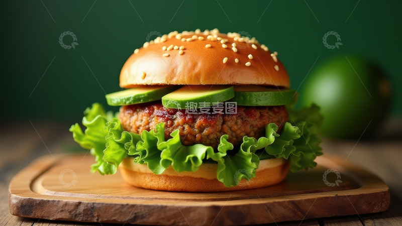 高清大图下载【趣麦麦图】牛油果牛肉汉堡
