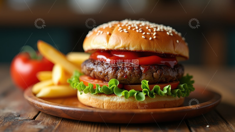 高清大图下载【趣麦麦图】简约款牛肉汉堡