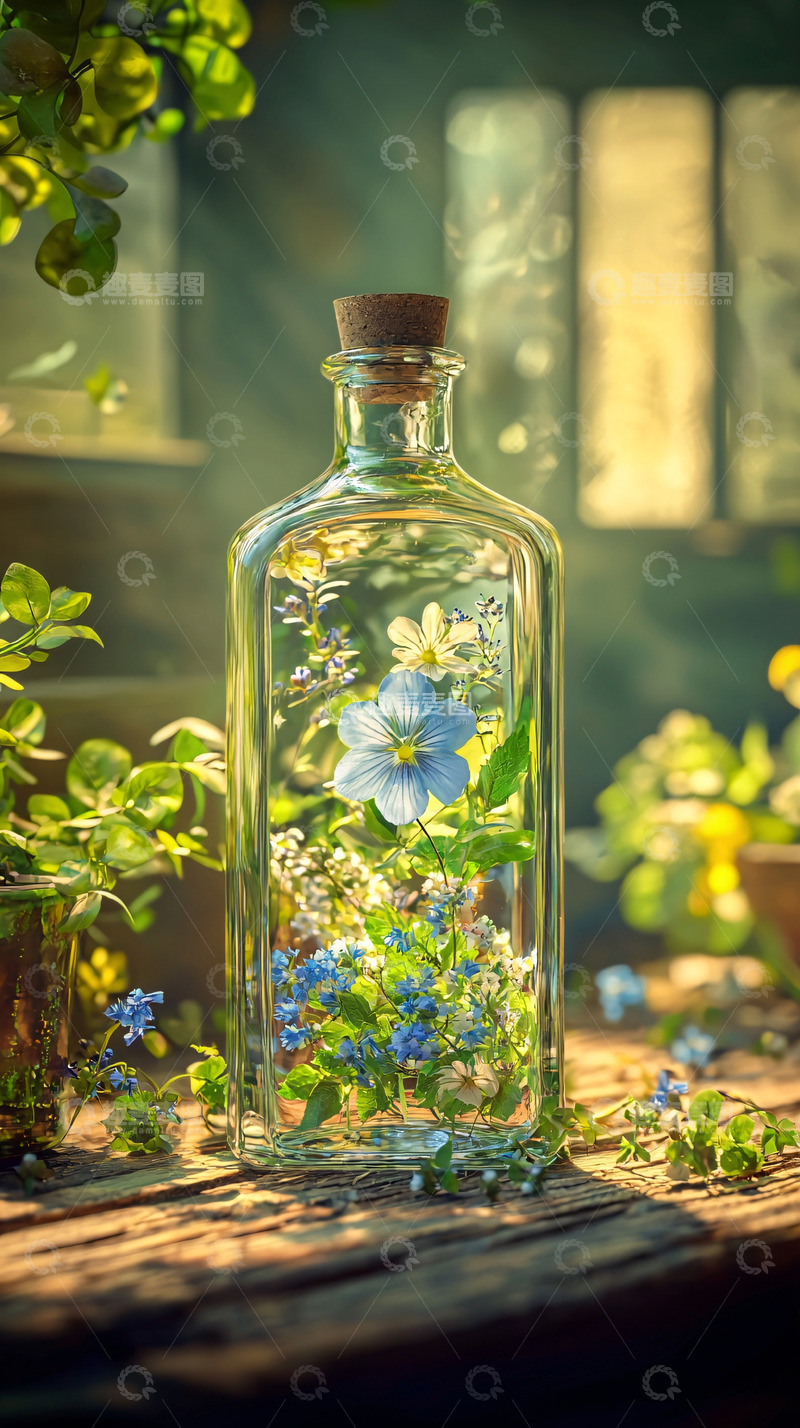 高清大图下载【趣麦麦图】玻璃瓶花卉静物