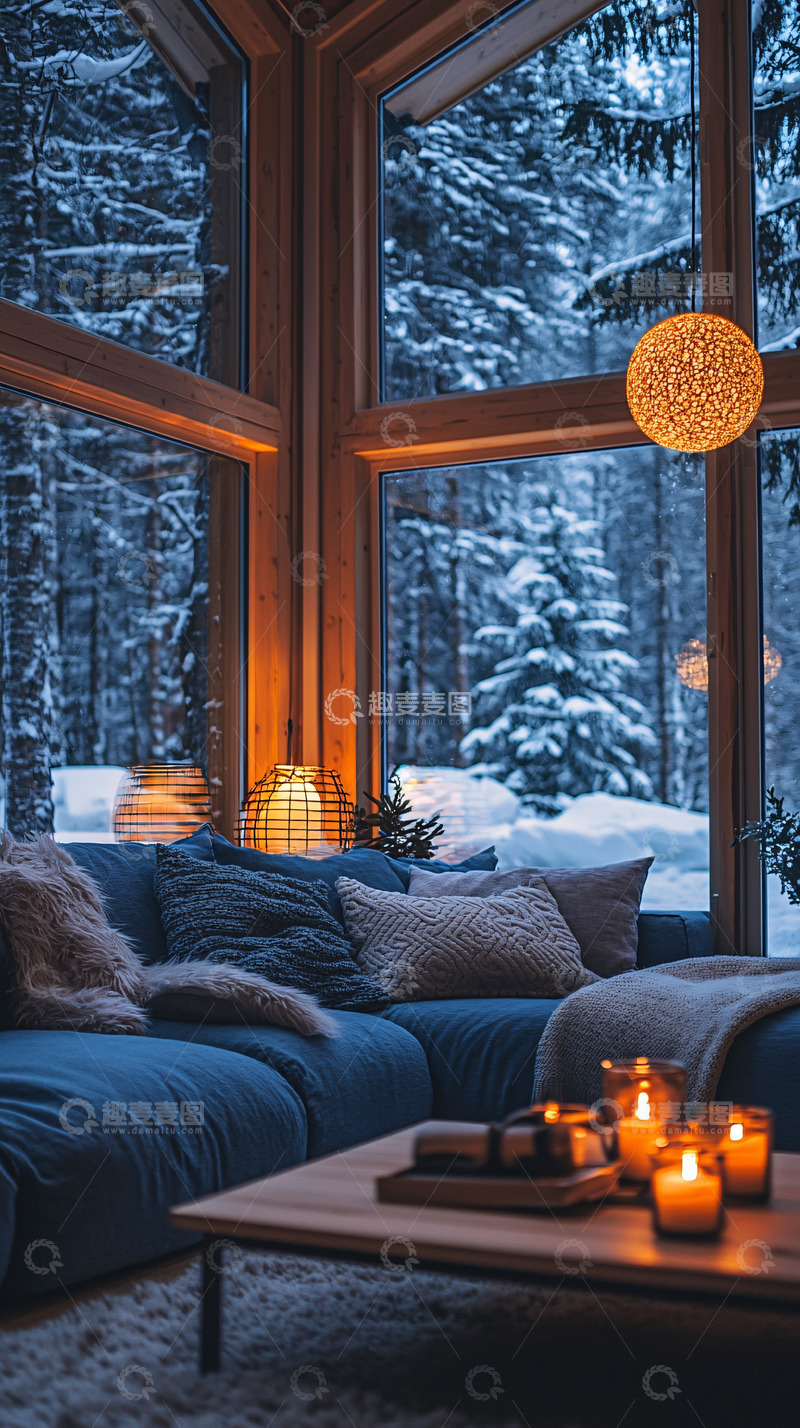 高清大图下载【趣麦麦图】舒适的冬季小屋内景