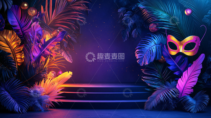 高清大图下载【趣麦麦图】霓虹灯热带背景