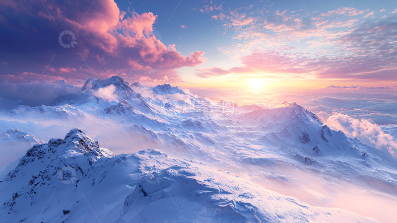 高清大图下载【趣麦麦图】雪山日出19