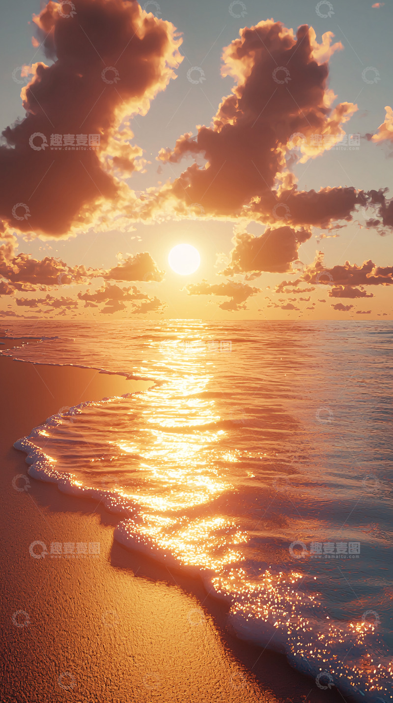 高清大图下载【趣麦麦图】日落海滩景色