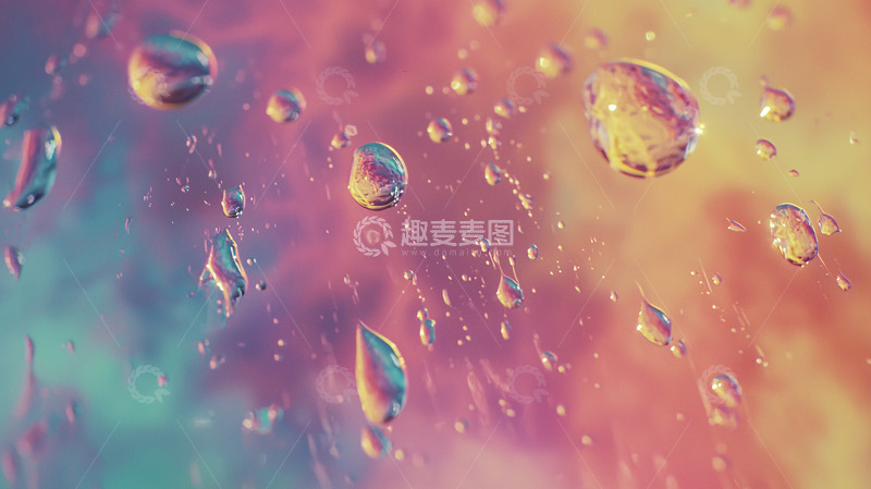 高清大图下载【趣麦麦图】彩色雨滴背景