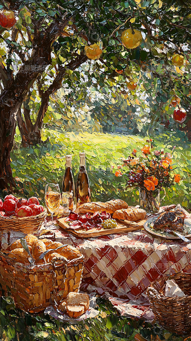 高清大图下载【趣麦麦图】阳光下的果园野餐