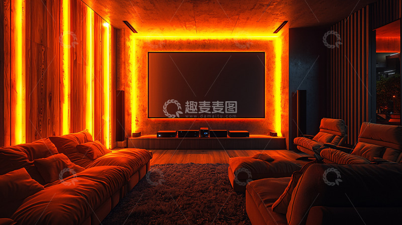 高清大图下载【趣麦麦图】橙色灯光家庭影院