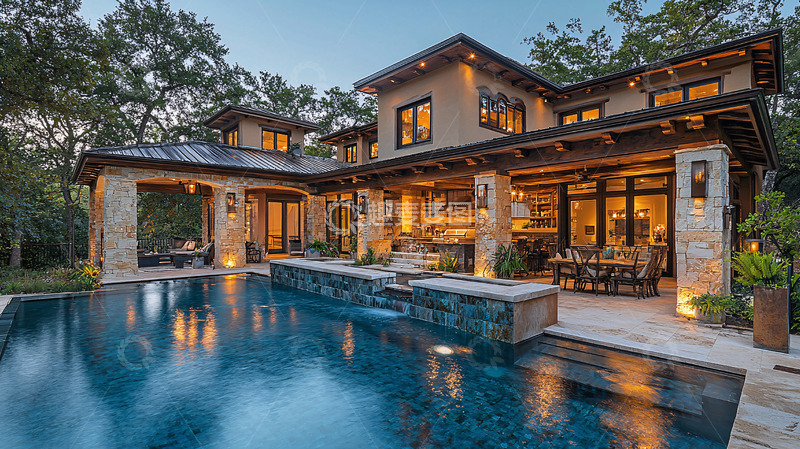 高清大图下载【趣麦麦图】豪华别墅夜景