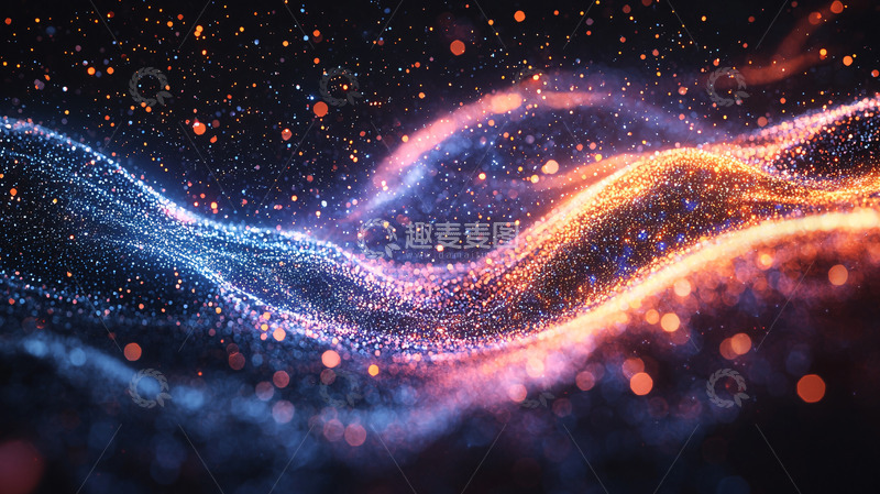 高清大图下载【趣麦麦图】蓝橙粒子光波