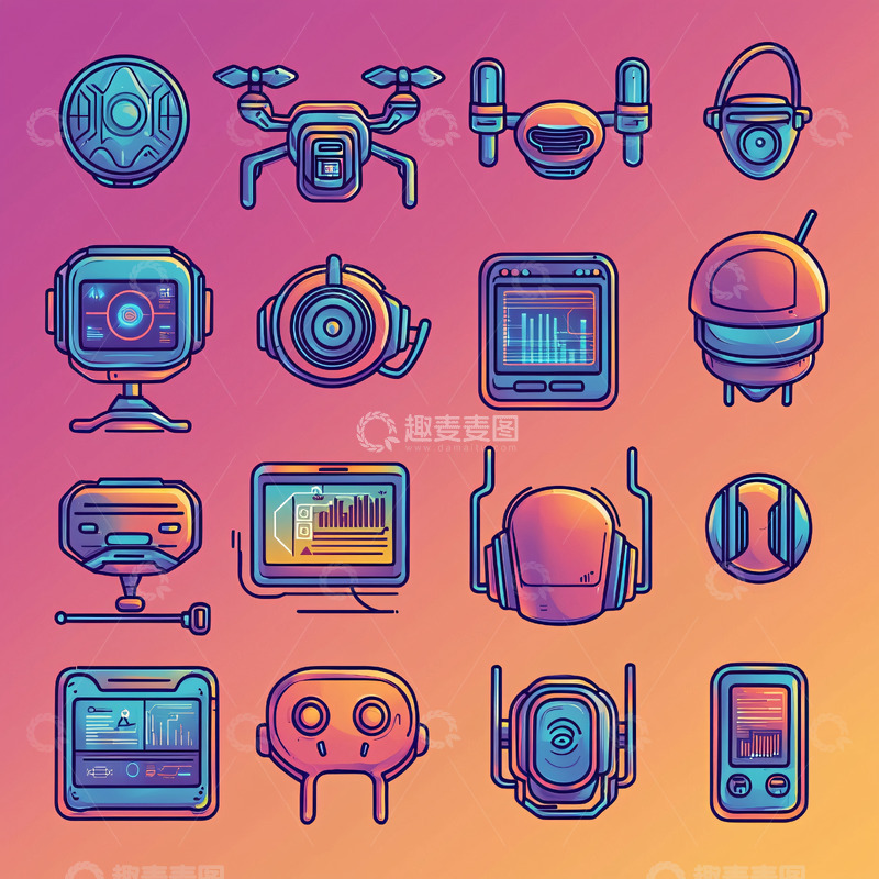 高清大图下载【趣麦麦图】未来科技感图标