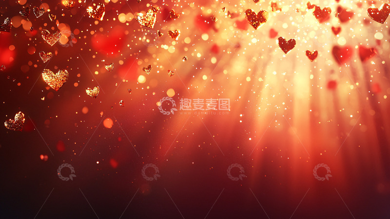 高清大图下载【趣麦麦图】红色爱心光线背景
