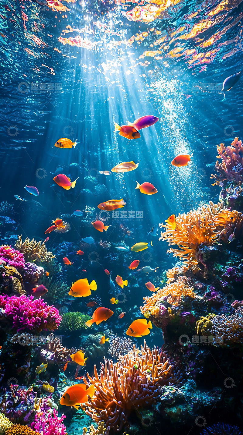 高清大图下载【趣麦麦图】阳光穿透海洋