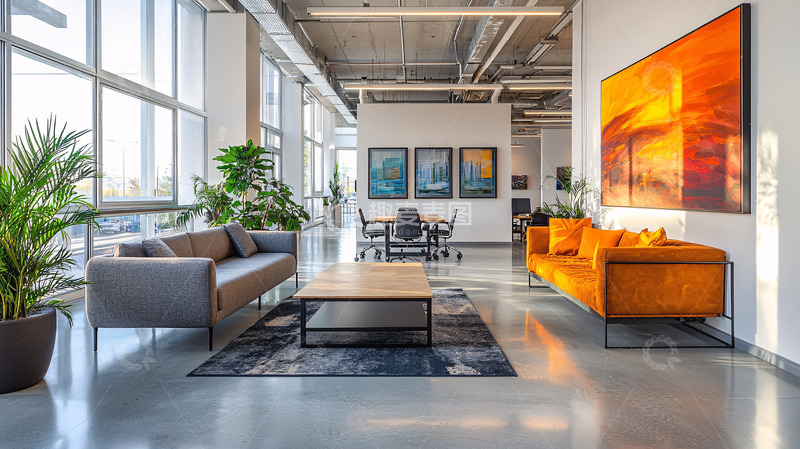 高清大图下载【趣麦麦图】现代简约风格办公室候客厅