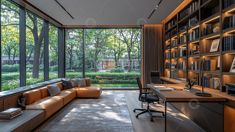 高清大图下载【趣麦麦图】现代简约书房设计
