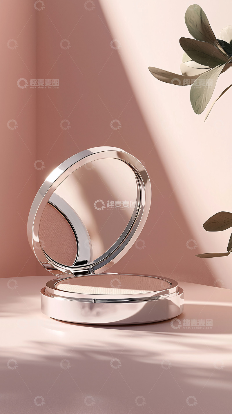 高清大图下载【趣麦麦图】粉饼在粉色背景下光影照耀