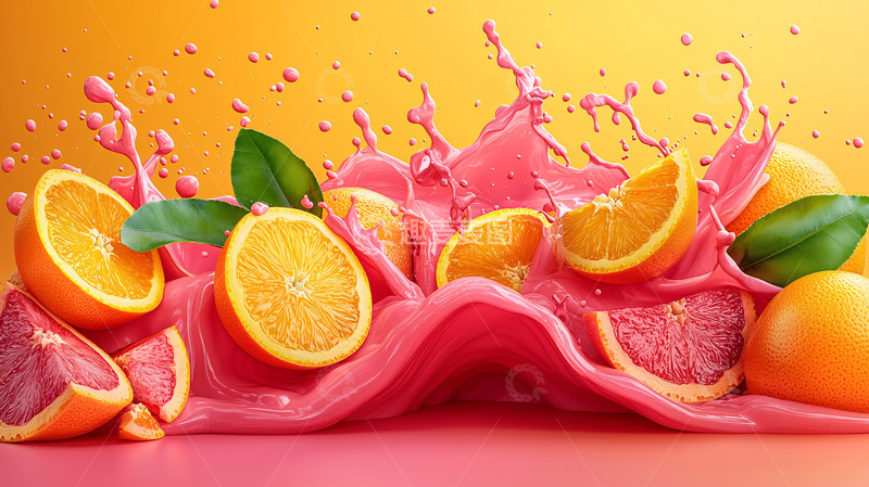 高清大图下载【趣麦麦图】橙汁飞溅